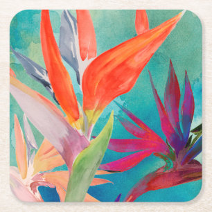 Dessous De Verre Carré Oiseaux du paradis vifs