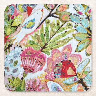 Dessous De Verre Carré Oiseaux en papier II