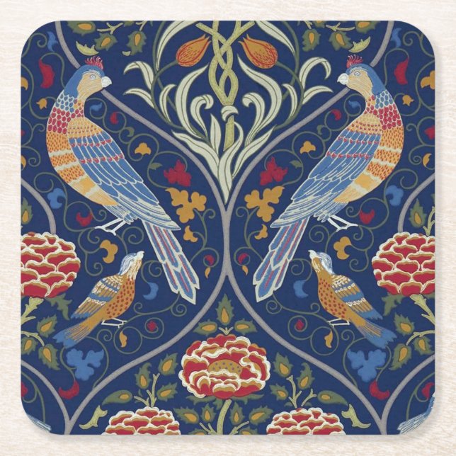 Dessous De Verre Carré Oiseaux et fleurs, William Morris (Devant)