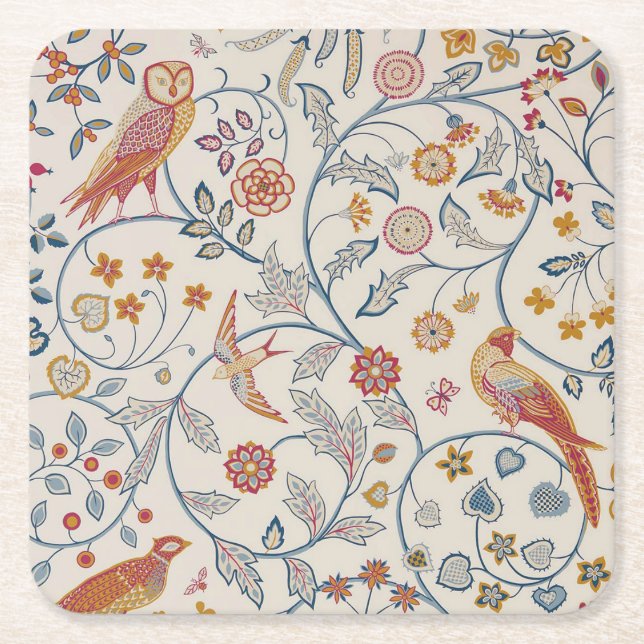 Dessous De Verre Carré Oiseaux et fleurs, William Morris (Devant)