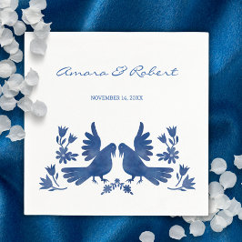 DESSOUS DE VERRE CARRÉ OISEAUX OTOMI DE COULEUR D'EAU