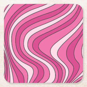 Dessous De Verre Carré Ondes de style rétro rose