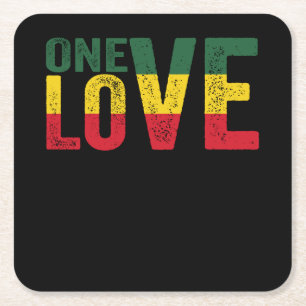Dessous De Verre Carré One Love Jamaican Rasta Reggae
