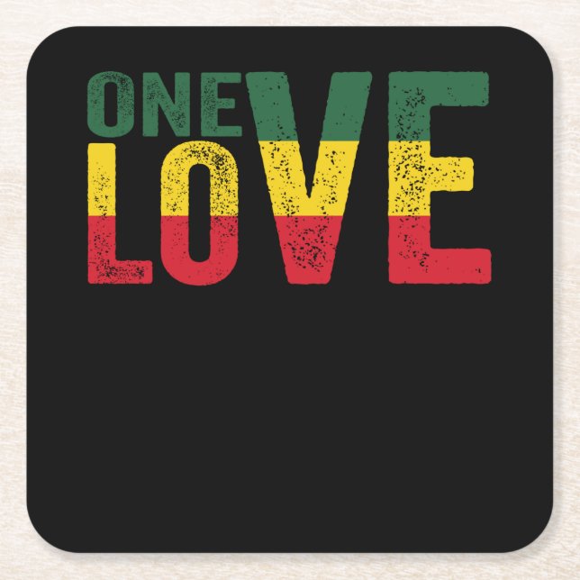 Dessous De Verre Carré One Love Jamaican Rasta Reggae (Devant)