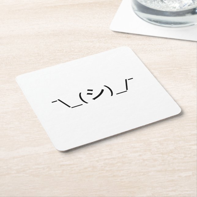 Dessous De Verre Carré Oops Shrug Emoticon ; -\_(シ)_/ (Incliné)