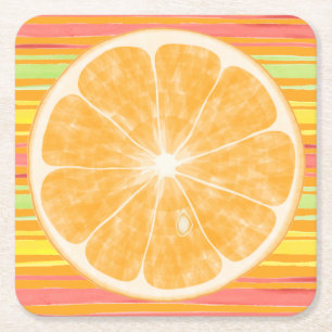 Dessous De Verre Carré Orang Citrus Slice sur bandes