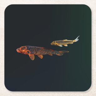 Dessous De Verre Carré Orange Koi et Gold Koi