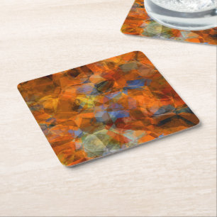 Dessous De Verre Carré Orange rouillé Conception abstraite moderne