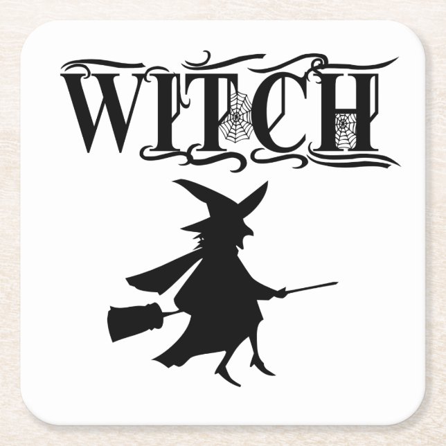 Dessous De Verre Carré Orange Wicked Flying Witween Halloween (Devant)
