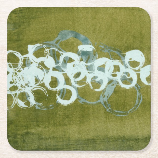 Dessous De Verre Carré Orbes vertes I (Devant)