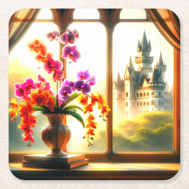 Dessous De Verre Carré Orchidées (Devant)