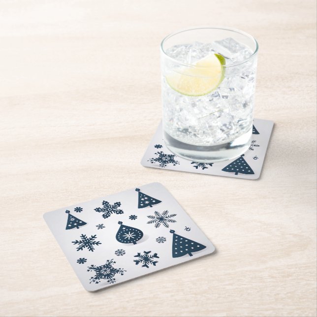 Dessous De Verre Carré Ornements de Noël (En situation)