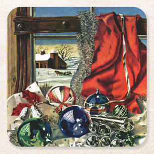 Dessous De Verre Carré Ornements de Noël