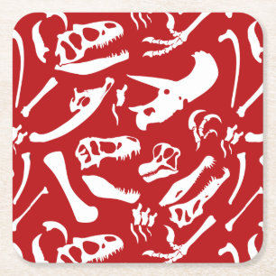 Dessous De Verre Carré Os Dinosaures (Rouge)