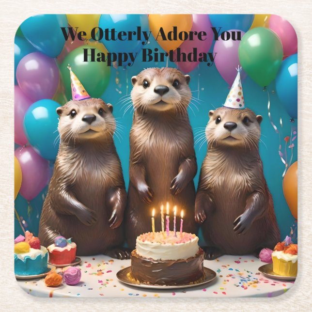 Dessous De Verre Carré Otter Triplets Otterly Adorez Vous Anniversaire Fê (Devant)