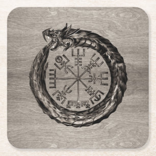 Dessous De Verre Carré Ouroboros avec Vegvisir