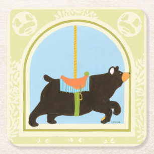 Dessous De Verre Carré Ours avant juin Bruyère Vess de carrousel