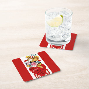 Dessous De Verre Carré Ours de Saint Valentin et crème glacée