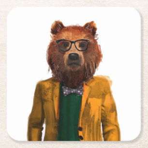 Dessous De Verre Carré Ours habillé par meilleur