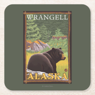 Dessous De Verre Carré Ours noir dans la forêt - Wrangell, Alaska