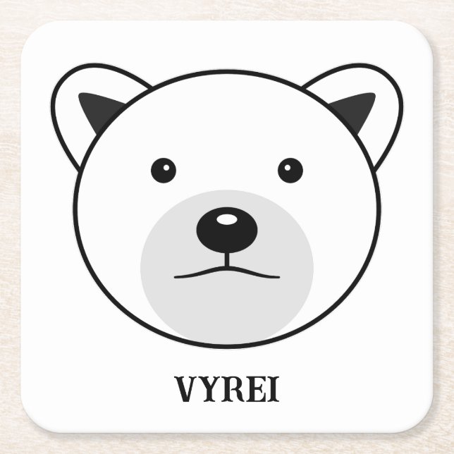 Dessous De Verre Carré Ours polaire caricature mignon (Devant)