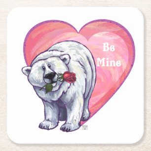 Dessous De Verre Carré Ours polaire Saint Valentin