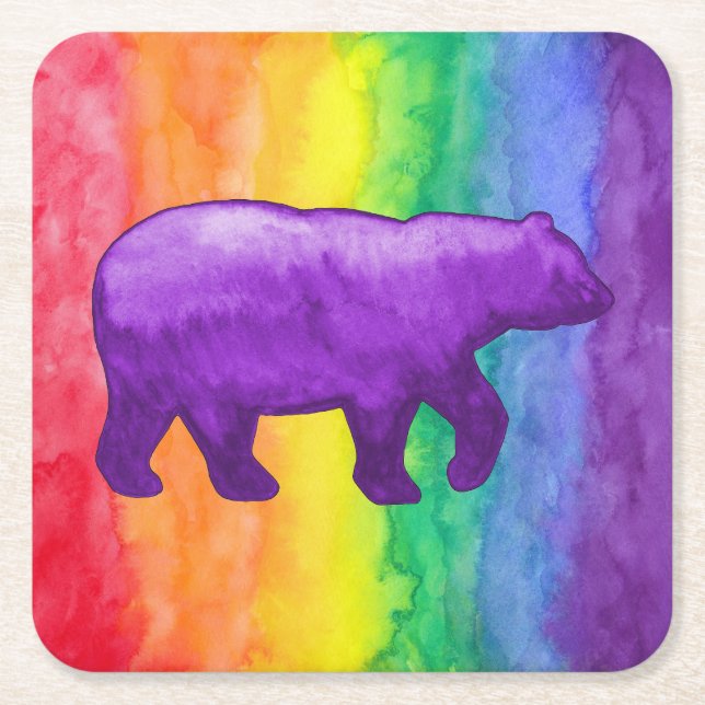 Dessous De Verre Carré Ours violet/violet sur le Dessous de verre de papi (Devant)