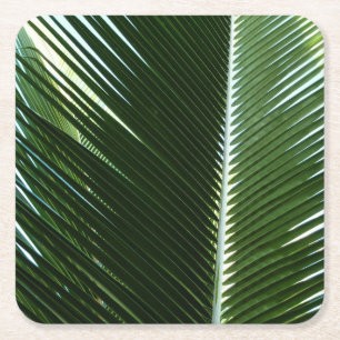 Dessous De Verre Carré Overlapping Palm Fronds Tropical Green Abstract