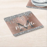 Paillettes argentées féminines coulantes Monogramm