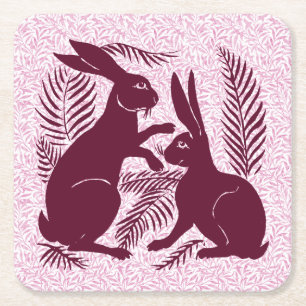 Dessous De Verre Carré Paire Art nouveau de lapins De Morgan et Morris