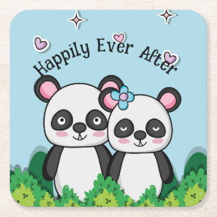 Dessous De Verre Carré Paire de pandas