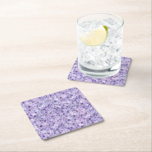 Dessous De Verre Carré Pale Lilas Et Pourpre Pavé Patchwork Terrazo Pa