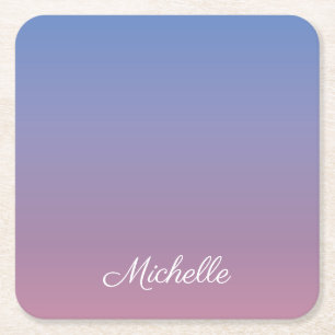 Dessous De Verre Carré Pale rose et bleu dégradé ombre