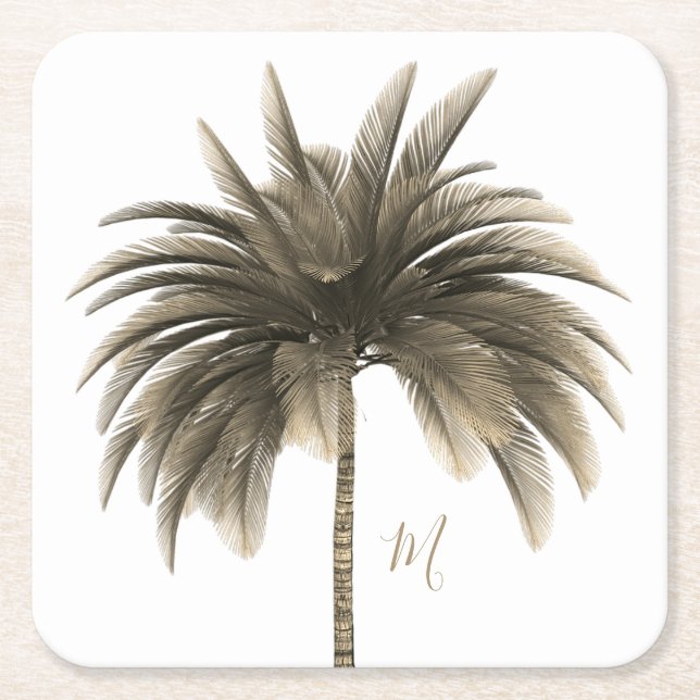 Dessous De Verre Carré Palm Tree élégant rétro chic (Devant)