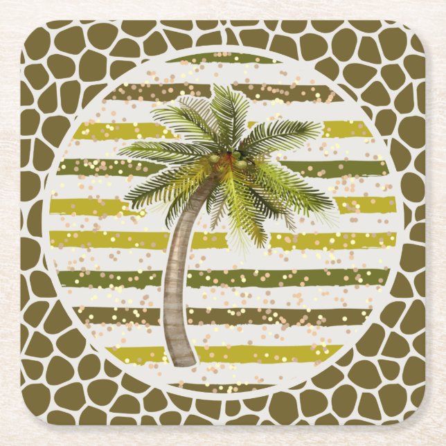 Dessous De Verre Carré Palm Tree Tropical (Devant)