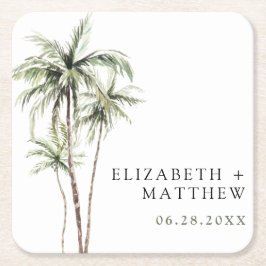 Dessous De Verre Carré Palm Tree Tropical | Mariage minimal