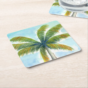 Dessous De Verre Carré Palmier Tropical Beach par beau temps