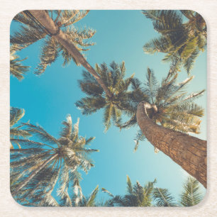 Dessous De Verre Carré Palmiers au cru tropical de plage