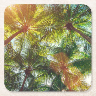 Dessous De Verre Carré Palmiers de noix de coco sur la plage