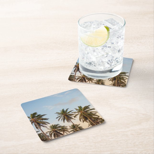 Dessous De Verre Carré Palmiers de vacances tropicaux (En situation)