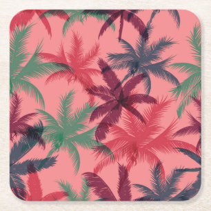 Dessous De Verre Carré Palmiers tropicaux : Motif sans couture