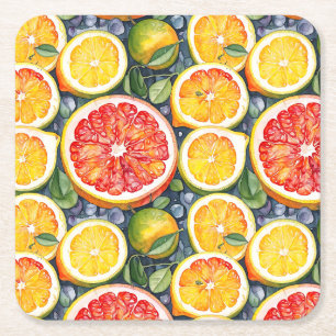 Dessous De Verre Carré Pamplemousse, Limon et Citrons Citrus Thématique