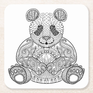 Dessous De Verre Carré Panda tribal inspiré