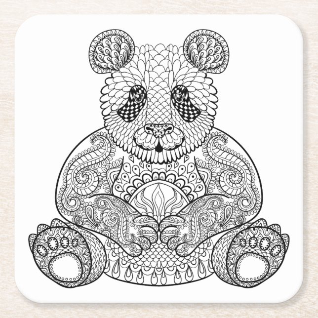 Dessous De Verre Carré Panda tribal inspiré (Devant)