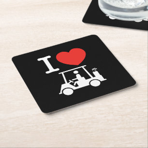 Dessous De Verre Carré Panier de golf I Heart (Love)