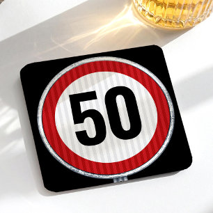 Dessous De Verre Carré Panneau de signalisation de trafic pour 50e annive