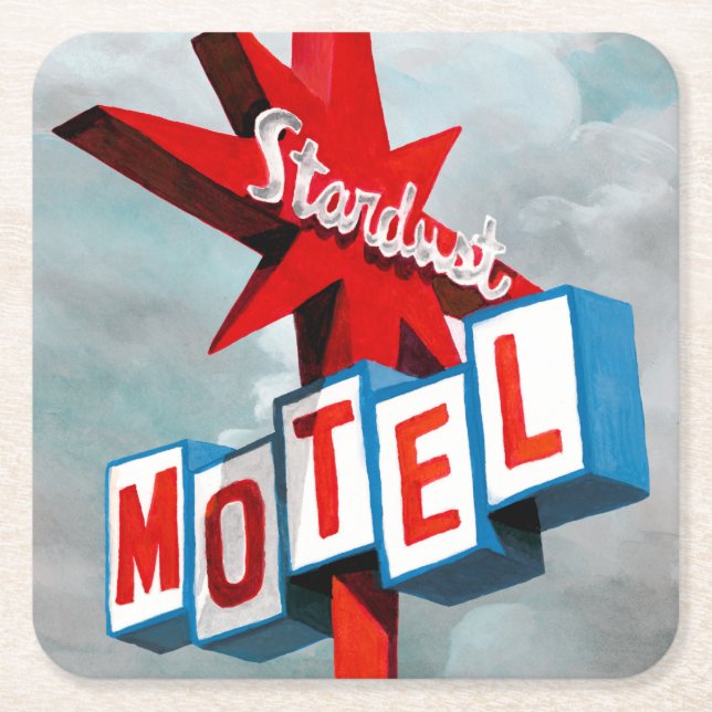 Dessous De Verre Carré Panneau du Motel Stardust (Devant)