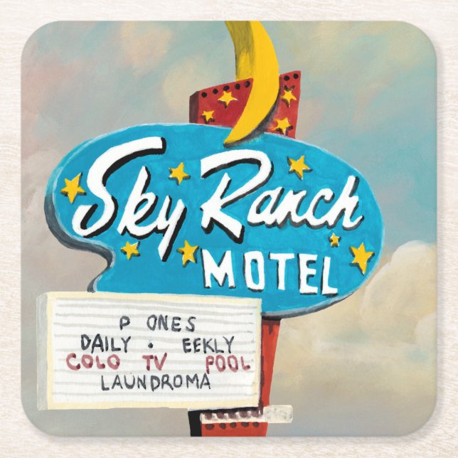 Dessous De Verre Carré Panneau Sky Ranch Motel (Devant)