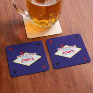Dessous De Verre Carré Panneau Vegas Midnight Blue Personnalisé
