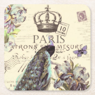 Dessous De Verre Carré paon Royal Paris